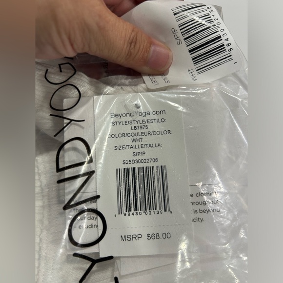 Beyond Yoga Women's Small Silhouette Cropped Tee White NWT RIbbed Fabric - Picture 6 of 8